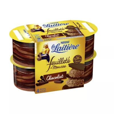 Dessert feuilleté de mousse au chocolat 4x57g - LA LAITIÈRE