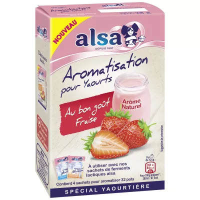 Aromatizante para Iogurtes com Sabor Morango, 4x7g - ALSA