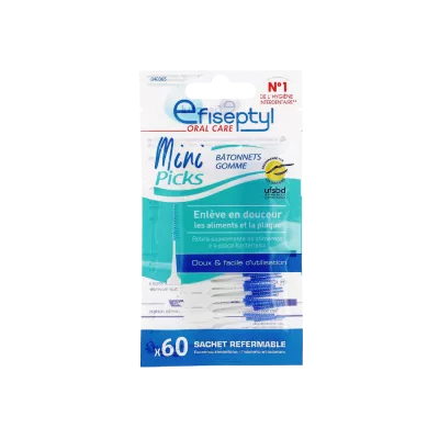 Bâtonnet gomme doux enlève les aliments et la plaque x60 - EFISEPTYL