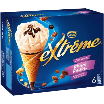 Glace Cône rhum raisins EXTREME 6 - 426g -  NESTLE