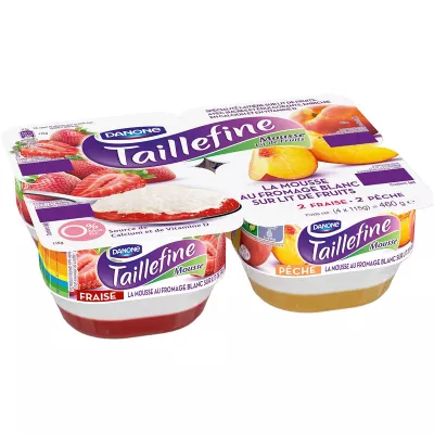 Mousse au fromage blanc fraise & pêche 4x115g - TAILLEFINE