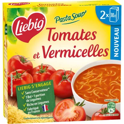 Pasta Soep' tomaten en vermicelli 2x30cl - LIEBIG