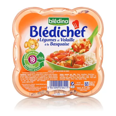 Plat bébé légumes/ volaille à la basquaise dès 18 mois 260g - BLEDINA