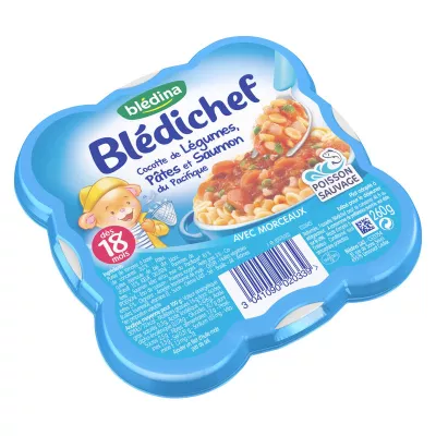 Plat bébé légumes/pâtes/saumon 18mois 260g - BLEDINA