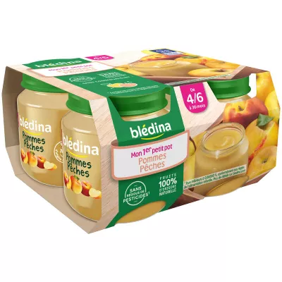 Petits pots pommes et pêches dès 4/6 mois 4x130g - BLEDINA