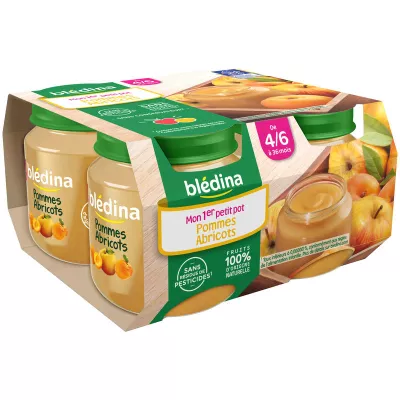 Pots pommes/abricots dès 4mois 4x130g - BLEDINA