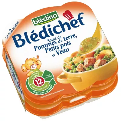Plat bébé pommes de terre/petits pois/veau dès 12 mois 2x230g - BLEDINA