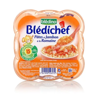 Plat bébé pâtes/jambon dès 15 mois 250 g - BLEDINA