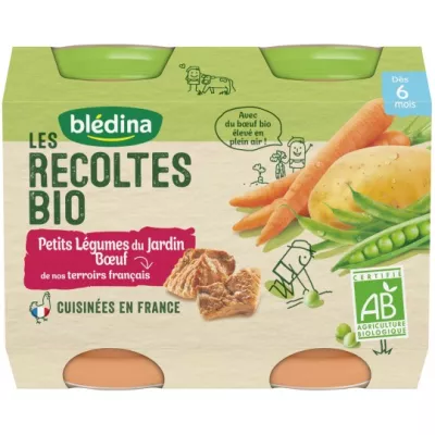 Petits pots Bio légumes du jardin buf dès 6 mois 2x200g - BLEDINA