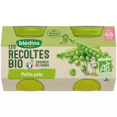 4/6 महीने के जैविक मटर के बर्तन 2x130 ग्राम - BLEDINA
