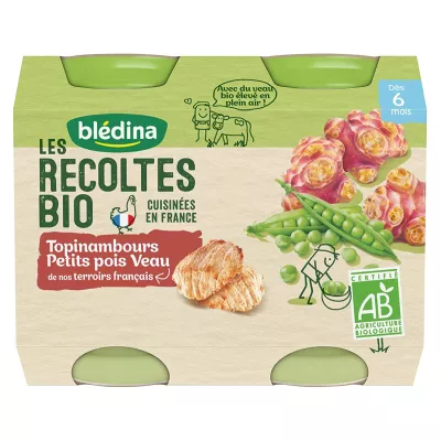 Petits pots BIO topinambours/ petits pois/ veau dès 6mois 2x200g - BLEDINA