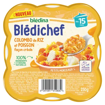 Blédichef Babyschotel vanaf 15 maanden colombo van rijst en vis Creoolse stijl 250g - BLEDINA