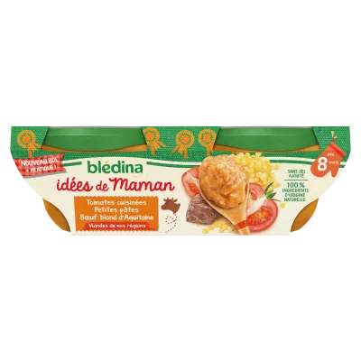 Plat bébé dès 8 mois tomates cuisinées petites pâtes bœuf 2*200g - BLÉDINA