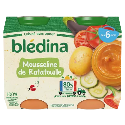وعاء الطفل من 6 أشهر راتاتوي موسلين 2x200 جرام - BLEDINA