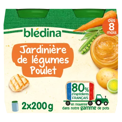 生後8ヶ月の鶏野菜プランターからの小さなベビーポット 2x200g - BLEDINA