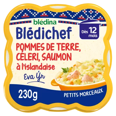 Blédichef Baby dish from 12 months crushed potatoes celery and Icelandic salmon 230g - BLEDINA