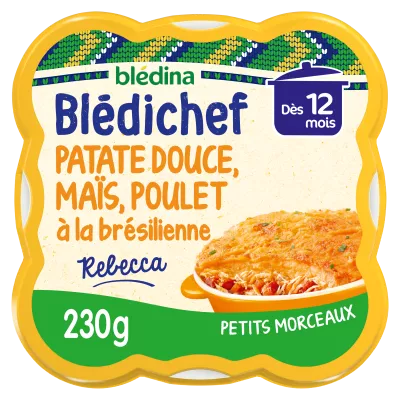 Blédichef Babyschotel vanaf 12 maanden zoete aardappelpuree maïs en kip 230g - BLEDINA