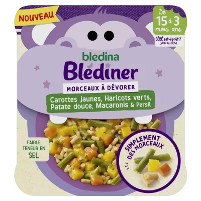 15个月宝宝菜片黄胡萝卜青豆红薯通心粉200g - BLEDINA