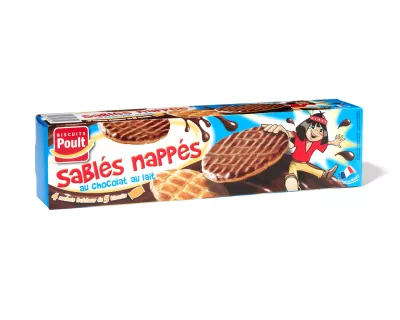 Sablés Standard Nappés Chocolat Lait - 4 Pochons De 5 Biscuits 200g - Poult