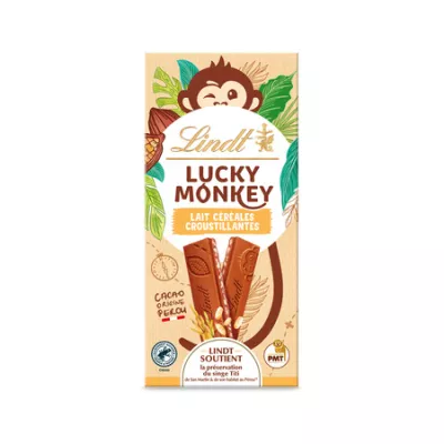 Lucky Monkey Crunchy Cereal Melkchocolade Reep 100g - LINDT