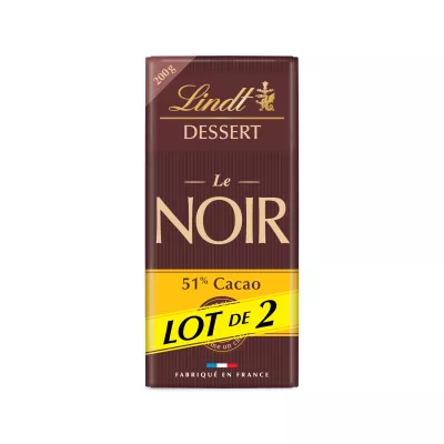 Dessert Noir 51% Cacao  Lot 2x 200 G - LINDT