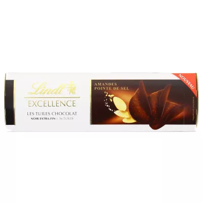 Tuiles au chocolat noir, amandes et pointe de sel 125g - LINDT