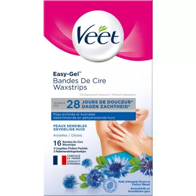 Bandes de cire froide aisselles, peaux sensibles X16 - VEET