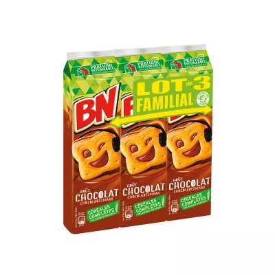 Biscuits aux céréales complètes fourré chocolat 3x295g - BN