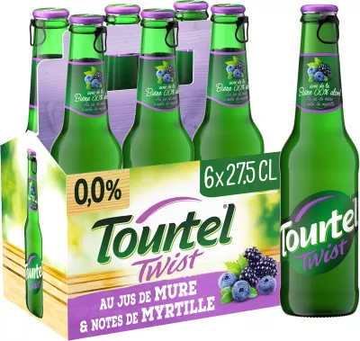 Bière Sans Alcool Aromatisée Mure Myrtille, 6x27,5cl - TOURTEL