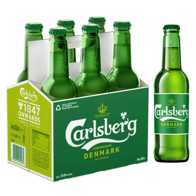 البيرة الدنماركية الشقراء، 5 درجات، 6 × 33 سنتيلتر - CARLSBERG