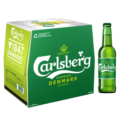 Датское светлое пиво, 5°, 12x33cl - CARLSBERG