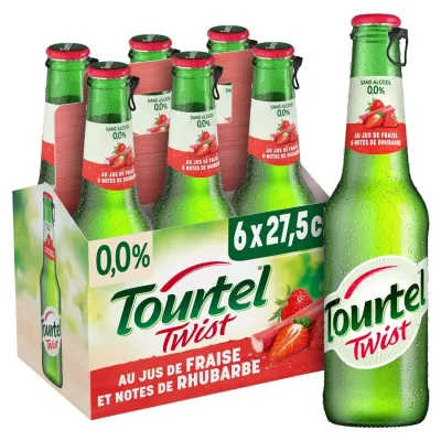 بيرة غير كحولية بنكهة الفراولة والراوند، 6x27.5cl - TOURTEL