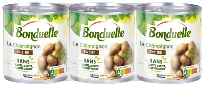 Цельные натуральные грибы без сульфитов; 3х115г - BONDUELLE