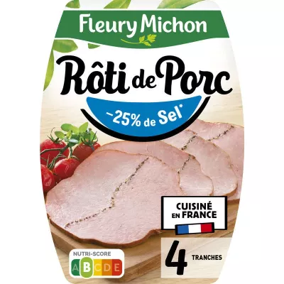 Nitrite-Free Cooked Roast Pork Reduced in Salt, 4 Slices - FLEURY MICHON