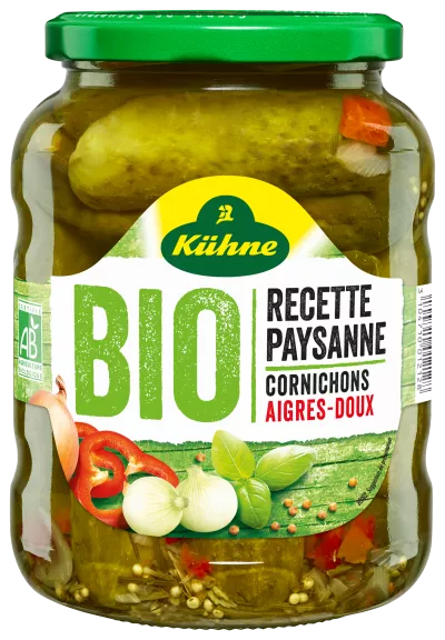 Cornichons aigre-doux Bio 380g, KUHNE