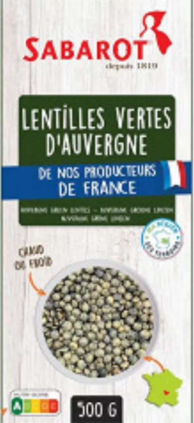 Lentilles Vertes Auvergne; 500g - SABAROT