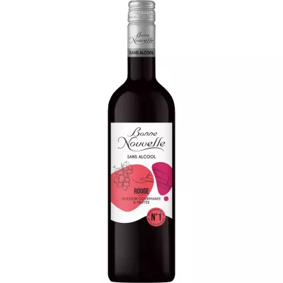 Boisson Fermentée à Base de Vin Rouge Sans Alcool, 75cl - BONNE NOUVELLE