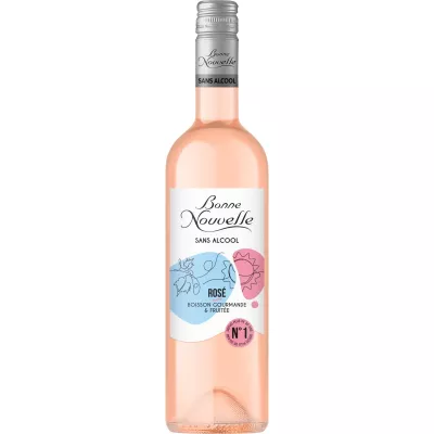 Boisson Fermentée à Base de Vin Rosé Sans Alcool, 75cl - BONNE NOUVELLE