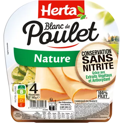 亜硝酸塩のない白い鶏の自然保存、140g - HERTA
