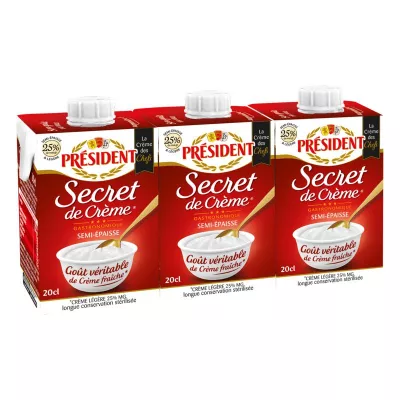 Secret of Semi Thick Cream 25% mg Uht 3x20cl - PRESIDENT