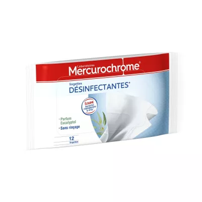 Lingettes Désinfectantes Élimine Bactéries Champignons & Virus Parfum Eucalyptus Sans Rinçage - MERCUROCHROME
