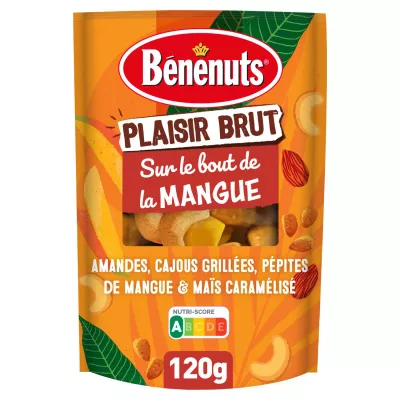 Mistura de Sementes de Caju Amêndoa Torrada, Manga Seca e Milho Caramelizado, 120g -BENENUTS