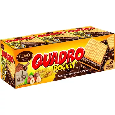 Gaufrettes quadro pocket chocolat praliné 187g - CÉMOI