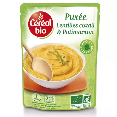 Purée de lentilles corail et potimarron Bio 250g - CEREAL Bio