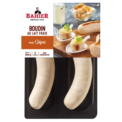 Boudin au Lait Frais aux Cèpes, 2x125g - BAHIER