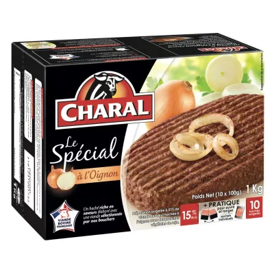Onion chopped steaks 15% M.G 10x100g - CHARAL