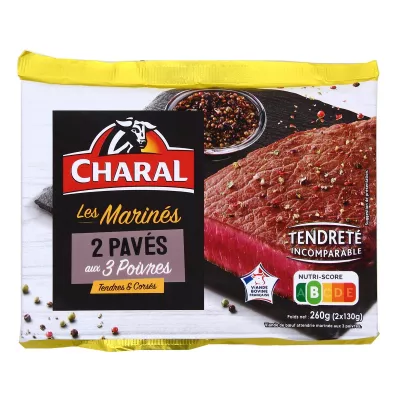 Pavés de bœuf marinés 3 poivres 130g - 260g -CHARAL