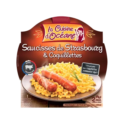 saucisses de strasbourg & coquillettes 300g - LA CUISINE D'OCEANE