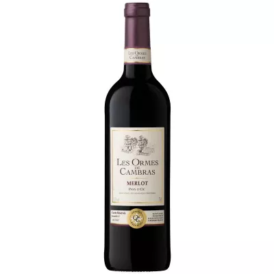 Vin Rouge Merlot Pays d'Oc, 13°, 75cl - LES ORMES DE CAMBRAS