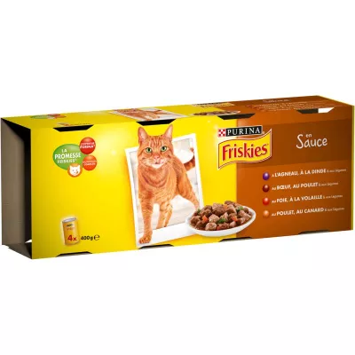 Comida para gatos friskies surtidos carne en salsa 4x100g - PURINA